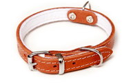 Bafpet Kožený obojek STELLA podšitý filcem, hladký - Přírodní, 12mm × 30cm /21-27/ 01105 - Dog Collar