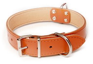 Bafpet Leather collar STELLA, felt lined, smooth - Natural, 30mm × 65cm /49-59/ 01122 - Dog Collar