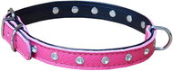 Bafpet Leather collar decorated with rhinestones - Fuchsia, 12mm × 30cm /23-28/ 03107 - Dog Collar