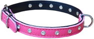 Bafpet Leather collar decorated with rhinestones - Fuchsia, 14mm × 35cm /27-33/ 03108 - Dog Collar