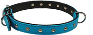 Bafpet Leather collar decorated with rhinestones - Light blue, 12mm × 30cm /23-28/ 03107 - Dog Collar