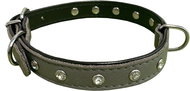 Bafpet Leather collar decorated with rhinestones - Grey, 16mm × 40cm /32-38/ 03109 - Dog Collar