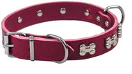 Bafpet Kožený obojek zdobený kostičkami - Fuchsie, 20mm × 40cm /30-37/ 03140K - Dog Collar