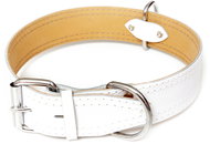 Bafpet Kožený obojek HERRY zdobený šitím - Bílá, 35mm × 55cm /40-50/ 07101A - Dog Collar