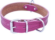 Bafpet Kožený obojek HERRY zdobený šitím - Fuchsie, 40mm × 65cm /47-58/ 07103A - Dog Collar