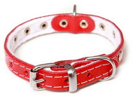 Bafpet Kožený zdobený obojek Stella podšitý filcem - Červený, 12mm × 30cm /21-27/ 01110 - Dog Collar