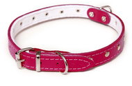 Bafpet Kožený zdobený obojek Stella podšitý filcem - Fuchsie - Dog Collar