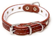 Bafpet Kožený zdobený obojek Stella podšitý filcem - Hnědý, 16mm × 40cm /30-35/ 01112 - Obojek pro psy