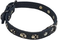 Bafpet Suede collar decorated with paws - Black, 16mm × 40cm /31-38/ 02107T - Dog Collar