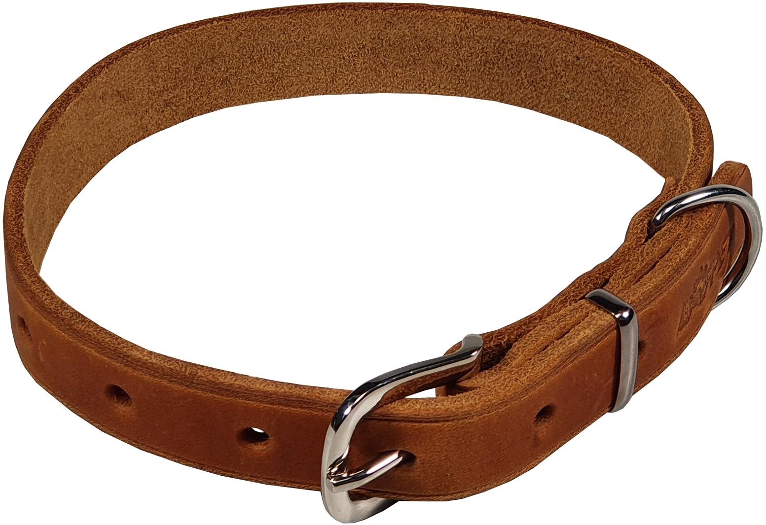 Bafpet Obojek z mastné kůže Zubr, Koňak, 25mm × 60cm /43-56/ 14106Z