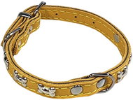 Bafpet Obojek Bella zdobený kostičkami - Žlutý, 14mm × 35cm /26-33/ 02106K - Dog Collar