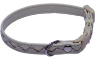Bafpet Collar decorated with silver wool - Beige, 12mm × 18-28cm, 03123V - Dog Collar