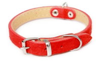 Bafpet Obojek Sunny ze semišové kůže, hladký, Červený, 16mm × 40cm /30-35/ 02103 - Dog Collar