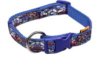 Bafpet Popruhový obojek s kytičkami - Modrý, 15mm × 30-50cm, 18100F - Dog Collar