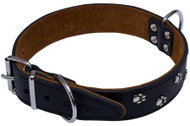 Bonny Leather Collar with Paws - Black, 30mm × 50cm /37-46/ 07140T - Dog Collar