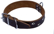 Bonny Leather Collar with Paws - Brown, 30mm × 45cm /32-41/ 07139T - Dog Collar
