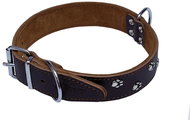Bonny Leather Collar with Paws - Brown, 30mm × 60cm /47-55/ 07142T - Dog Collar