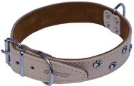 Bonny Leather Collar with Paws - Natural, 30mm × 65cm /52-61/ 07143T - Dog Collar
