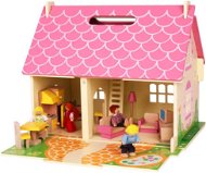Bigjigs Prenosný drevený domček pre bábiky - Doplnok pre bábiky