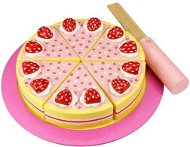 Wooden Slicing Cake with Strawberries - Toy Kitchen Food