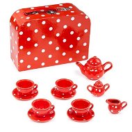 Červený puntikovaný čajový set - Nádobí do dětské kuchyňky