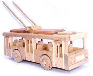 Drevené hračky - Prírodné drevený trolejbus - Drevený model