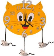 Detské drevené hodiny - Mačka s myškami - Hodiny do detskej izby