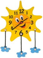 Detské drevené hodiny – Slniečko s obláčikmi - Nástenné hodiny