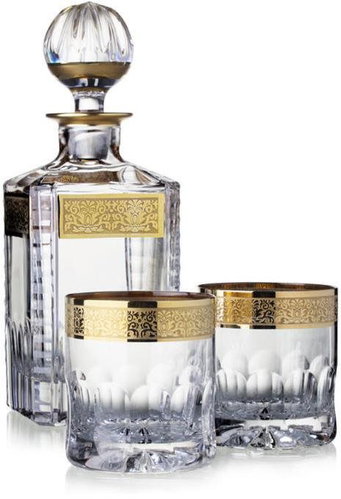 Bohemia Crystal Hand-cut Whisky Set Romantic (1 Decanter + 2 Glasses) - Carafe  - Main image