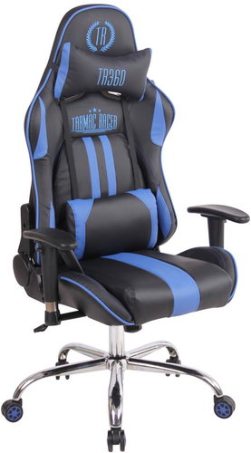 BHM GERMANY Limit XM s masážní funkcí, syntetická kůže, černá / modrá - Office Chair - Main image