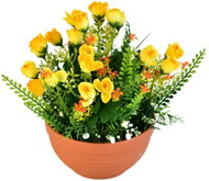 BerryHome Růžičky žluté v terakotové misce, průměr 22/ 23 cm - Artificial Flower