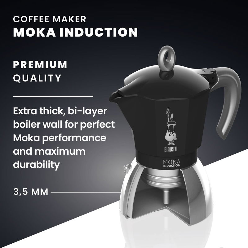 Bialetti NEW MOKA INDUCTION BLACK 4 CUPS