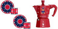 Bialetti Joyful Christmas Moka express 3 servings + 2 cups with saucers - Moka Pot