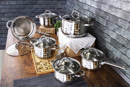 Blaumann Stainless steel cookware set 12pcs Gourmet Line BL-1410 - Cookware  Set