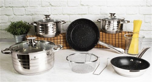 Blaumann Stainless-steel Cookware Set 9 pcs Gourmet Line + Frying Basket -  Cookware Set