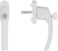 Blaugelb Window handle FGS 1758 locking, 45°, shaft 43 mm, RAL9016 white - Window handle