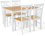 Bílý dřevěný jídelní set pro čtyři osoby 120×75 cm HOUSTON, 156624 - Jídelní set