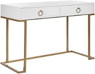 Konzolový stolík s 2 zásuvkami bielo-zlatý WESTPORT, 262805 - Konzolový stolík