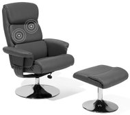 Kancelářské křeslo s podnožkou a s masážní a topnou funkcí šedá ekokůže LEGEND, 135280 - Massage Chair