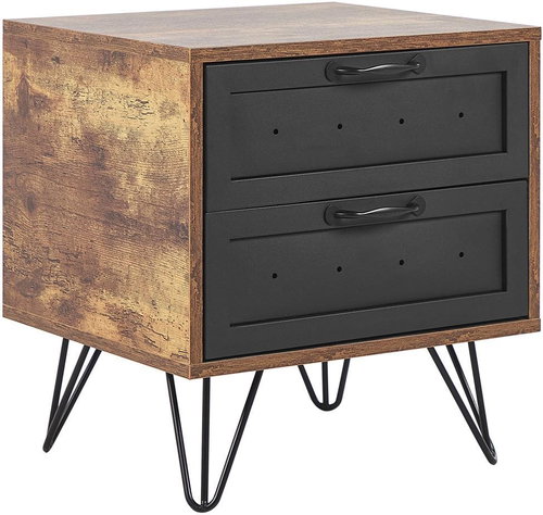 Noční stolek se 2 zásuvkami s efektem tmavého dřeva/černý ARKAN, 322026 - Night Stand - Main image