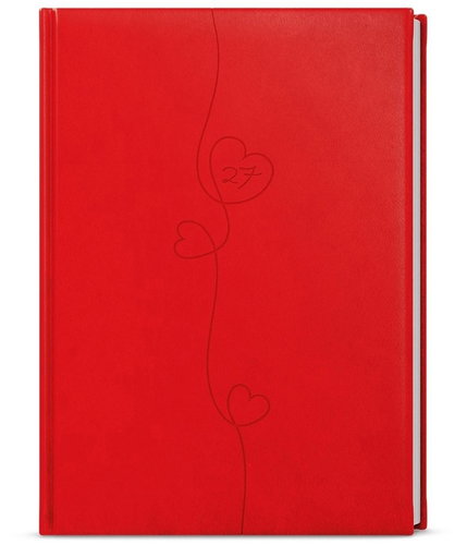 BALOUŠEK David Vivella with Embossed Heart Daily 2027, Red, A5, 14.3 × 20.5cm - Planner - Main image
