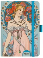 BALOUŠEK David Lamino denní Alfons Mucha 2027, modrý, A5, 14,3 × 20,5 cm - Planner