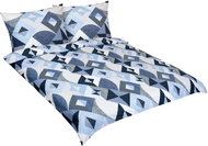 BELLATEX Linen cotton F 90 cm/505 blue geometry 1 pcs 200 × 200 cm, 2 pcs 70 × 90 cm - Bed Linen