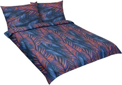 BELLATEX Linen cotton F 90 cm/581 feather dark blue 1 piece 180 × 200 cm, 2 pieces 70 × 90 cm - Bed Linen - Main image