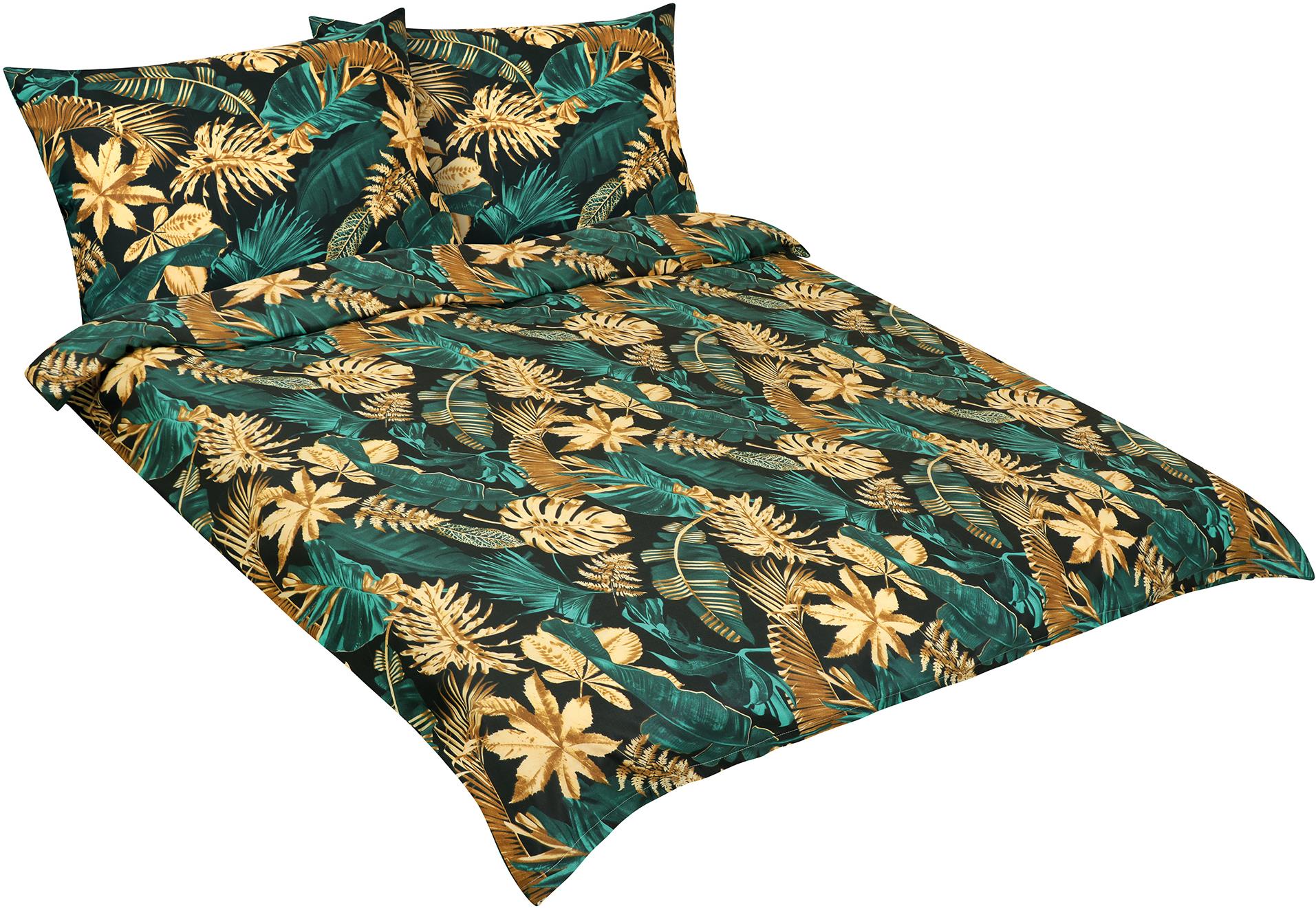 Bellatex pamut, F 90/692, zöld monstera, 1 db 180 × 200 cm, 2 db 70 × 90 cm