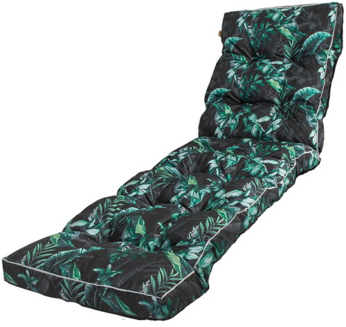 Blomster Quilted cushion for garden beach lounger - green leaves - Cushion - Main image