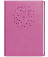 BALOUŠEK 2022 B6 Vivella with Embossing Pink Hearts - Daily Diary