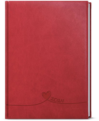Baloušek Print Diary - Adam - vivella with embossing - B6 - red - Heart - 2024 - Planner - Main image