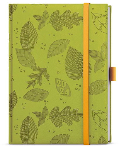 Baloušek Print Weekly diary - Prokop - vivella extra - B6 - green - Leaves - 2024 - Planner - Main image