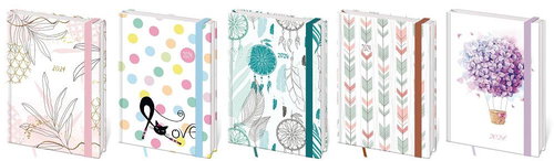 Helmet Daily Diary B6 LYRA - with rubber band - design 1-5 2024 - Planner - Main image